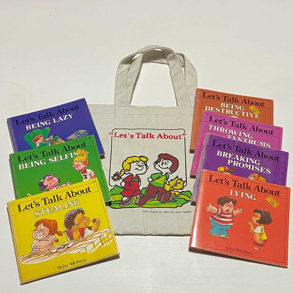 Vintage 1982 Let’s Talk About Tote with 7 Paperback Books